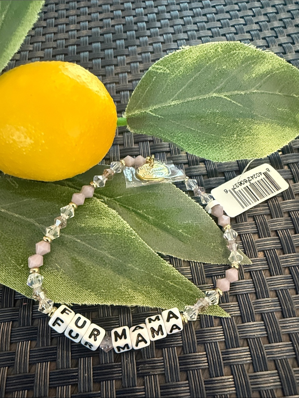 FUR MAMA Pink and Clear Beaded Bracelet